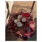 CANDLES, TABLE RUNNER, SLEIGH SHAPED BASKET
