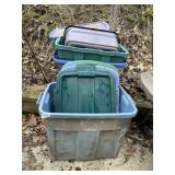 PLASTIC STORAGE TOTES.