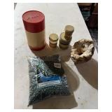 ALADDIN THERMOS W/ POLISHING COMPOUNDS, FOSSILS &