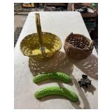 ASSORTED COLLECTIBLES - TWO WICKER BASKETS W/