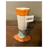 NORITAKE LIUSTERWARE VASE, ORANGE & CREAM,