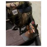 ORNATE PATINATED METAL & WOOD HORSE FIGURINE,