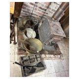 FIREPLACE TOOLS, ASH BUCKET, COAL SKUTTLE
