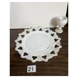 MILK GLASS PLATE AND CUP