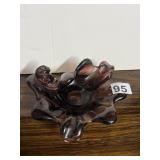 VINTAGE AMETHYST ART GLASS BOWL, ORGANIC SHAPE.