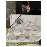 ASSORTED GLASS VASES AND BELLS