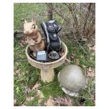 CERAMIC GARDEN ANIMALS, PEDESTAL PLANTER, GAZING