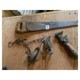 VINTAGE HAND TOOLS -SMALL ANIMAL TRAPS, VICE,
