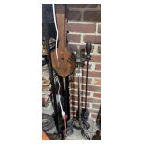 VINTAGE WOOD & LEATHER FIREPLACE BELLOWS, CAST