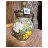 HAND-PAINTED CERAMIC PITCHER - STONEWARE, FLORAL