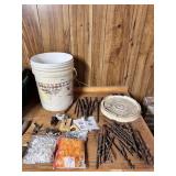 BRASS PLUMB BOB, DRILL BITS, SWITCH COVERS, FLAG