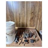 MACHINIST TOOL SET - BUCKET WITH LID, CHISELS,