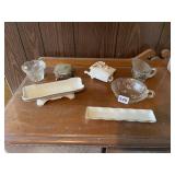 BURLY & CO CERAMIC DISHES, GLASS, METAL BOX.