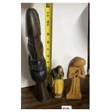 HAND-CARVED WOODEN FOLK ART FIGURINES, ASSORTED