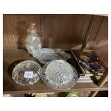 PRESSED GLASS TEDDY BEAR BOTTLE, OBLONG FLORAL