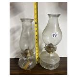 VINTAGE OIL LAMPS, CLEAR GLASS, RIBBED & DIMPLED