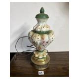 VINTAGE HAND-PAINTED CERAMIC DOUBLE LIGHT TABLE