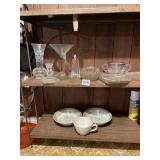 FLORAL CERAMIC, PRESSED GLASS ITEMS.