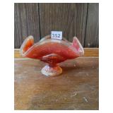 AMBERINA FOOTED DOUBLE LAYER FOLDED EDGE BOWL