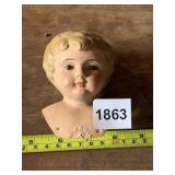 MINERVA GERMAN BISQUE DOLL HEAD BUST - BLONDE