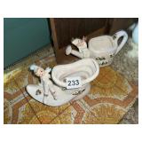 LEFTON CERAMIC ICE SKATER FIGURINE PLANTERS,