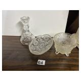 ASSORTED PRESSED GLASS, CANDLE HOLDER, OVAL