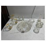 ASSORTED GLASSWARE, FLORAL CUPS.