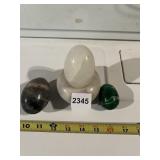 POLISHED STONE EGGS - ONE WITH MATCHING STAND