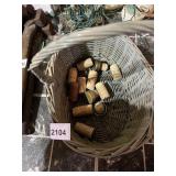 WICKER BASKET W/ WINE CORKS