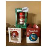 CAMPBELLS SOUP COLLECTOR ORNAMENTS - THREE PIECE