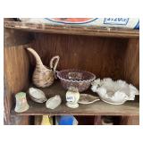 VINTAGE CERAMIC EWER, OPALINE MOON & STAR BOWL,