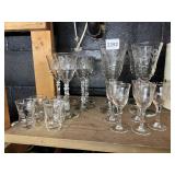 ETCHED GLASS STEMWARE SET - FLORAL & GEOMETRIC