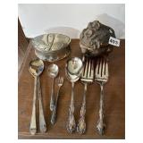 ORNATE METAL CASKET, SILVERTONE JEWELRY BOX,