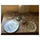 VINTAGE GLASS SERVING DISHES & PIZZA PIE PLATE,