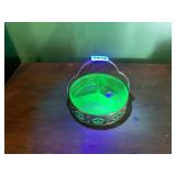 URANIUM GREEN GLASS CONDIMENT DISH W/ METAL