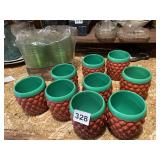PLASTIC PINEAPPLE CUPS, JEWELITE SWIRL CUPS.