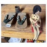 VINTAGE TELEPHONE OPERATOR FABRIC WIRE FELT DOLL,