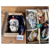 ASSORTED GLASS CHRISTMAS ORNAMENTS - SANTA, BEAR,