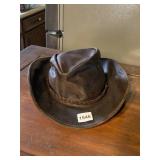 GENUINE LEATHER COWBOY HAT - BROWN, BRAIDED BAND,