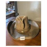 MINNETONKA LEATHER SILVERTON HAT SZ MEDIUM COWBOY