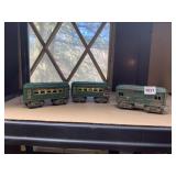AMERICAN FLYER TIN TRAIN CARS - 3 PC GREEN SET,