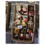 VINTAGE GLASS CHRISTMAS ORNAMENTS - HOUSES,
