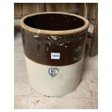 STONEWARE CROCK - 5-GALLON, BROWN & CREAM