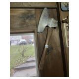 VINTAGE DOUBLE-BIT AXE - METAL HEAD, WOOD HANDLE.