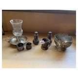 SILVERPLATE SALT AND PEPPER, BABY CUP, NAPKIN