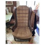 TUFTED CANE ARMCHAIR.