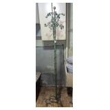 METAL COAT RACK, GREEN PAINTED FINISH, FLORAL