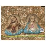 CHALK SACRED HEART JESUS MARY PLAQUES, PR, 13-14