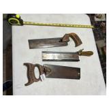 VINTAGE HAND SAWS - ASSORTED, WOOD/METAL HANDLES,
