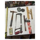 VINTAGE HAND TOOLS - CLAW HAMMER, HACKSAW, HAND